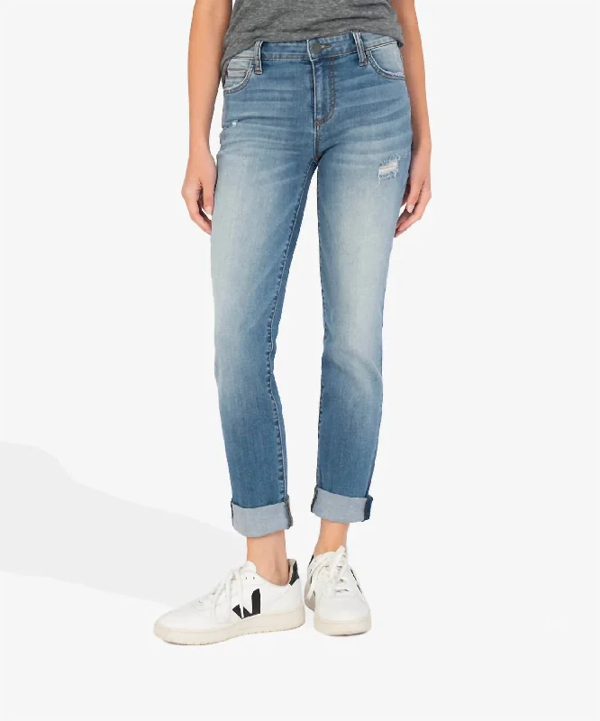 Women's Comfortable Garments Catherine Mid Rise Boyfriend Jeans In Voice Wash
