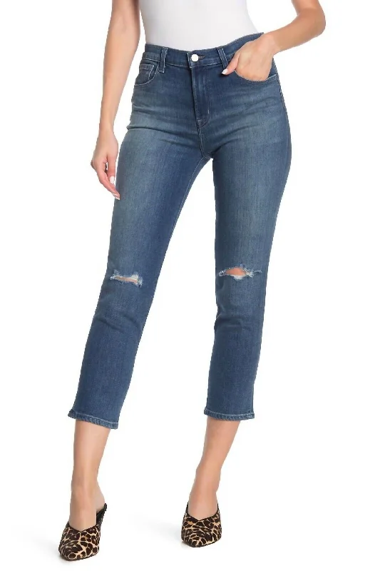 Women's Elegant Garments Ruby High Rise Crop Cigarette Jeans In Catch Destruct
