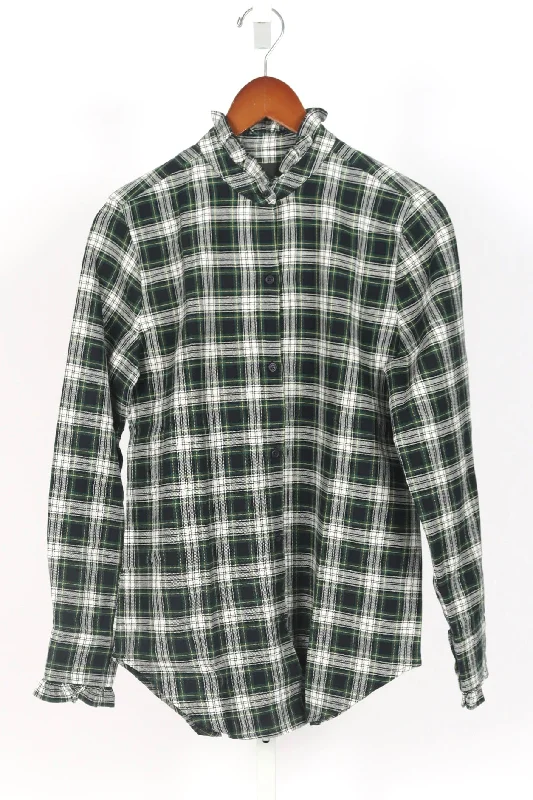 Women's Elegant Apparel Lydia Shirt - Ivory/Green Plaid