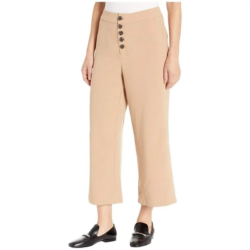 Women's Clothing Outfit Set Riga Button Front Wide Leg Trouser In Caramel