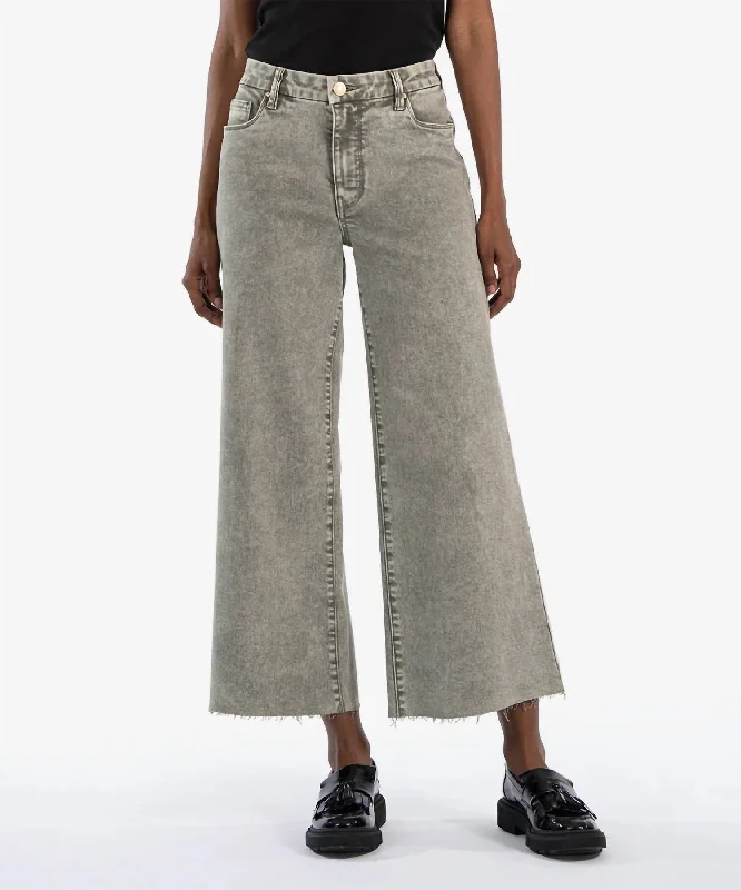 Women's Active Garments For Workouts High Rise Meg Fab Wide Leg Jeans In Sage