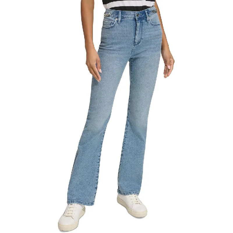 Comfortable Women's Attire Womens Mid-Rise Chain Bootcut Jeans