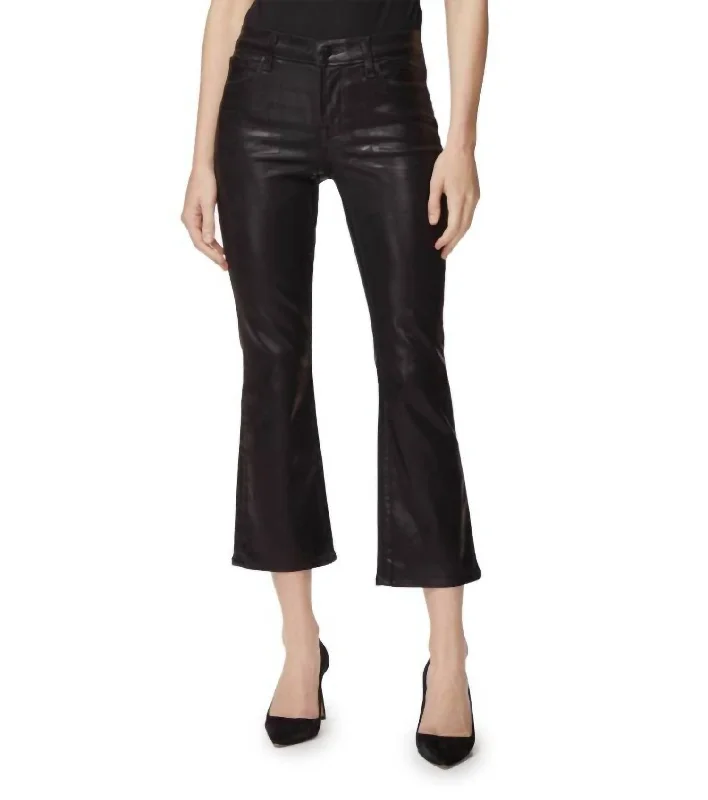 Women's High-Fashion Garments Selena Coated Mid Rise Crop Bootcut Flare Jeans In Galactic Black