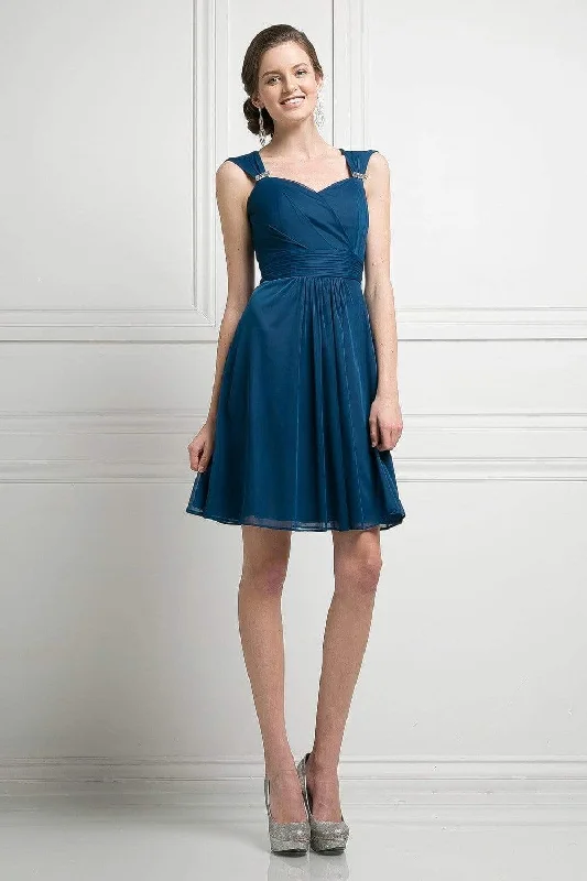 Fashion Clearance Sale – Grab The Best Deals Today Cinderella Divine - 3832 Wide Strap Keyhole Back Ruched Cocktail Dress