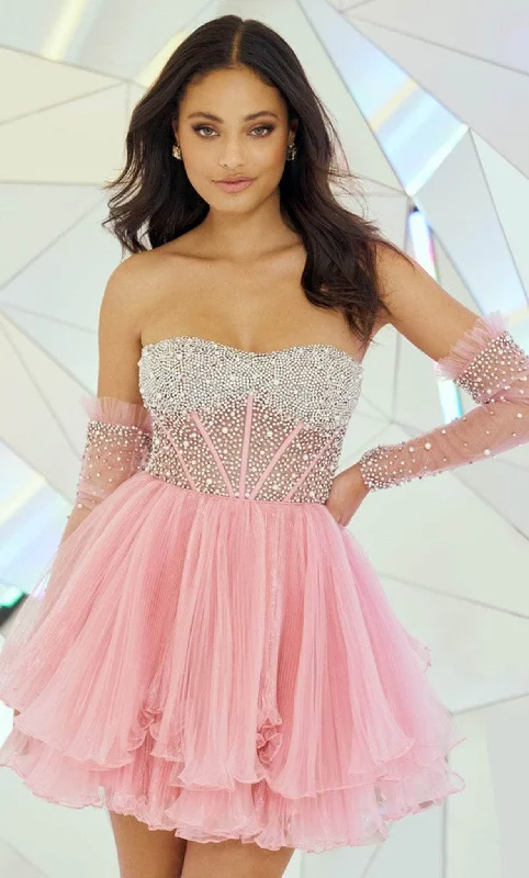 Women's Vintage Garments Sherri Hill 55748 - Pearl Embellished Strapless Cocktail Dress