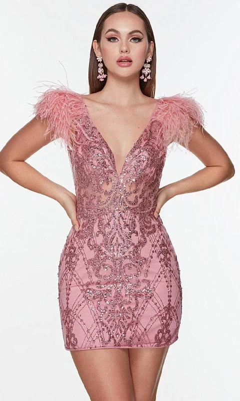 The Ultimate Fashion Sale Is Here Alyce Paris 4501 - Plunging V-Neck Sequin Cocktail Dress