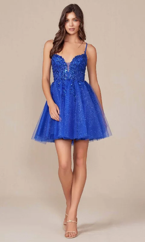 Casual Women's Clothing Online Nox Anabel E902 - Glitters Plunging Sweetheart Cocktail Dress
