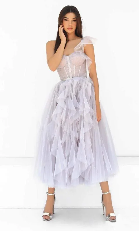 Casual Fashion Trends for Women Tarik Ediz - 51042 Ruffle Draped Tulle Dress