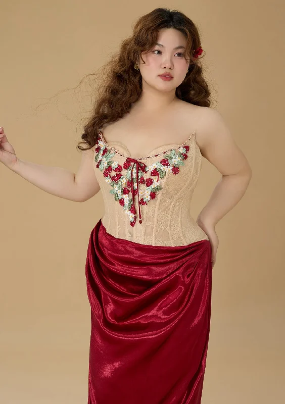 Affordable Fashion Clothing For Women Curve & Plus Strawberry Pinot Noir Corset Dress