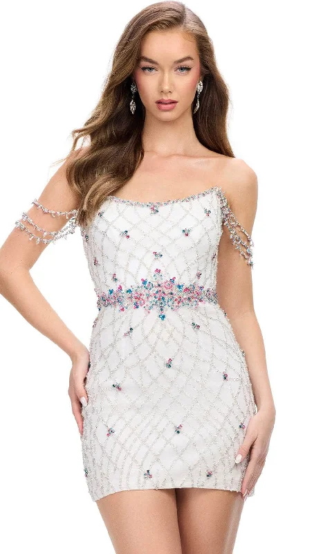 Bundle Offer Ashley Lauren 4702 - Scoop Neck Rhinestone Embellished Cocktail Dress