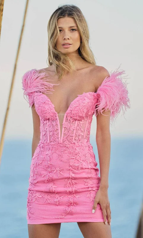 Everyday Fashion Sherri Hill 55778 - Feathered Sheath Cocktail Dress