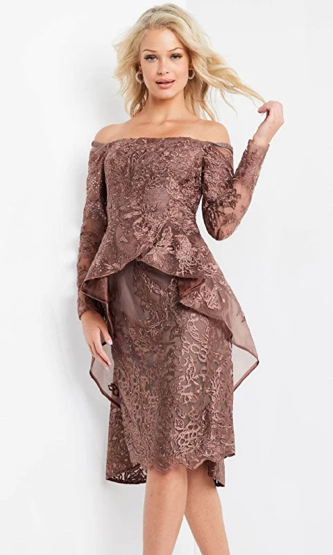 Exclusive Designer Collection Jovani 04452 - Off Shoulder Embroidered Peplum Dress