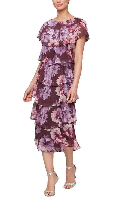 Exclusive Sale SLNY 9471975 - Tea Length Tiered Dress