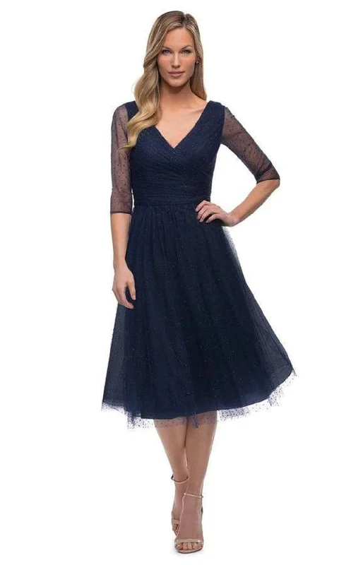 Flash Discount La Femme - V-Neck Knee-Length Cocktail Dress 29229