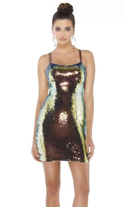 Huge Savings On Must-Have Clothing Essentials Alyce Paris - 4347 Sexy Cutout Back Opal Sequin Cocktail Dress