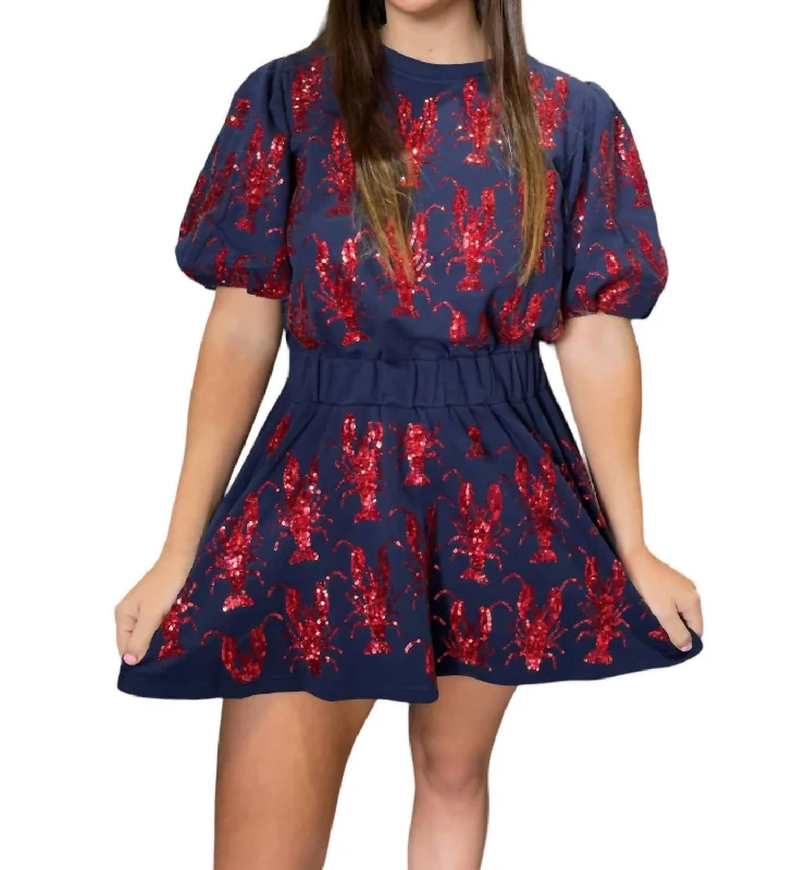 Women's Plus-Size Clothes Crawfish Dress In Navy & Red