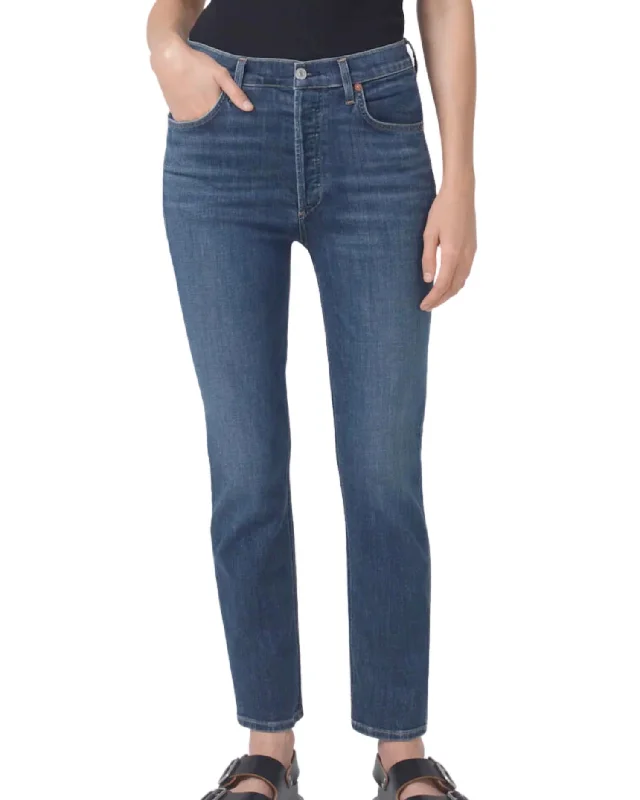 Stylish Women's Outfit Jolene Highrise Vintage Slim Denim In Undercurrent